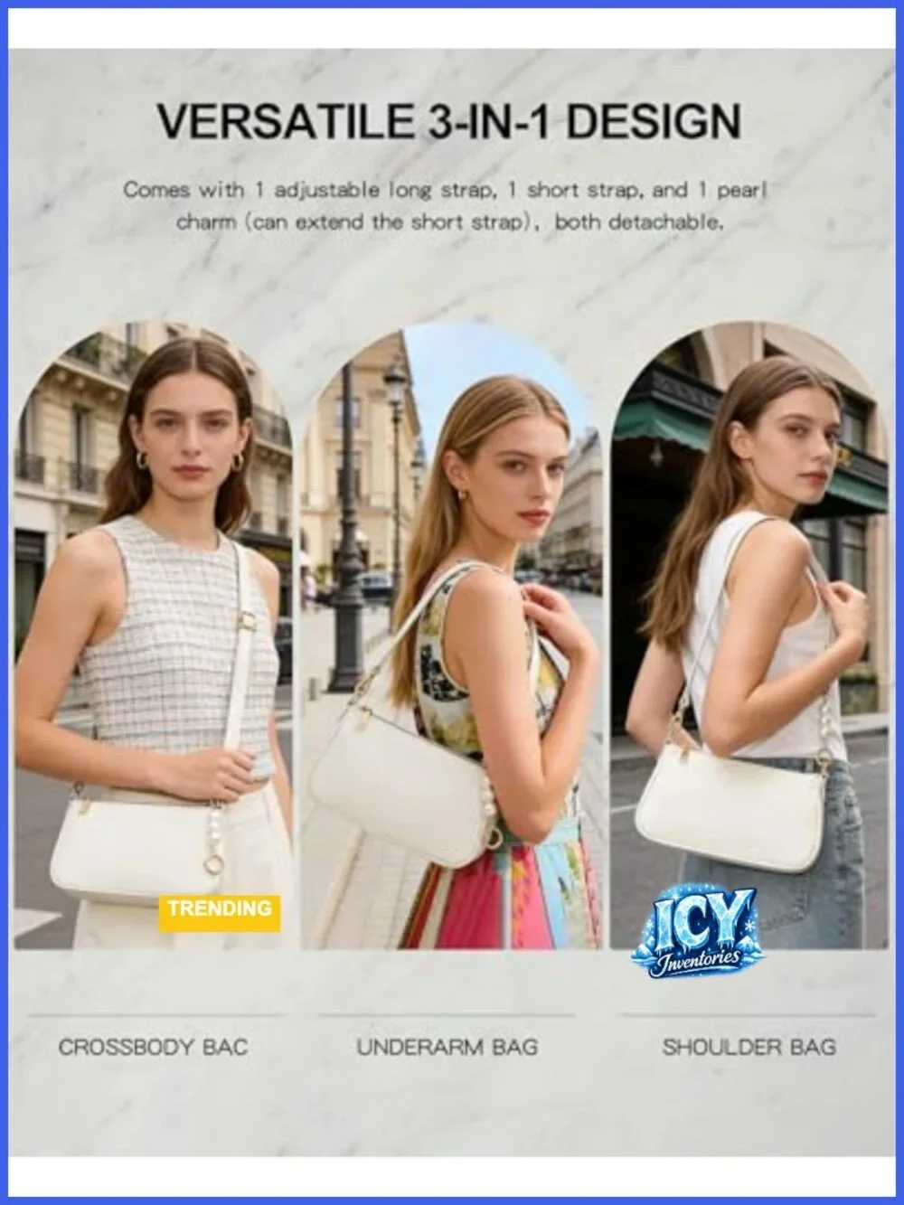 Vegan Leather Hobo Crossbody Bag for Women with 3 Straps